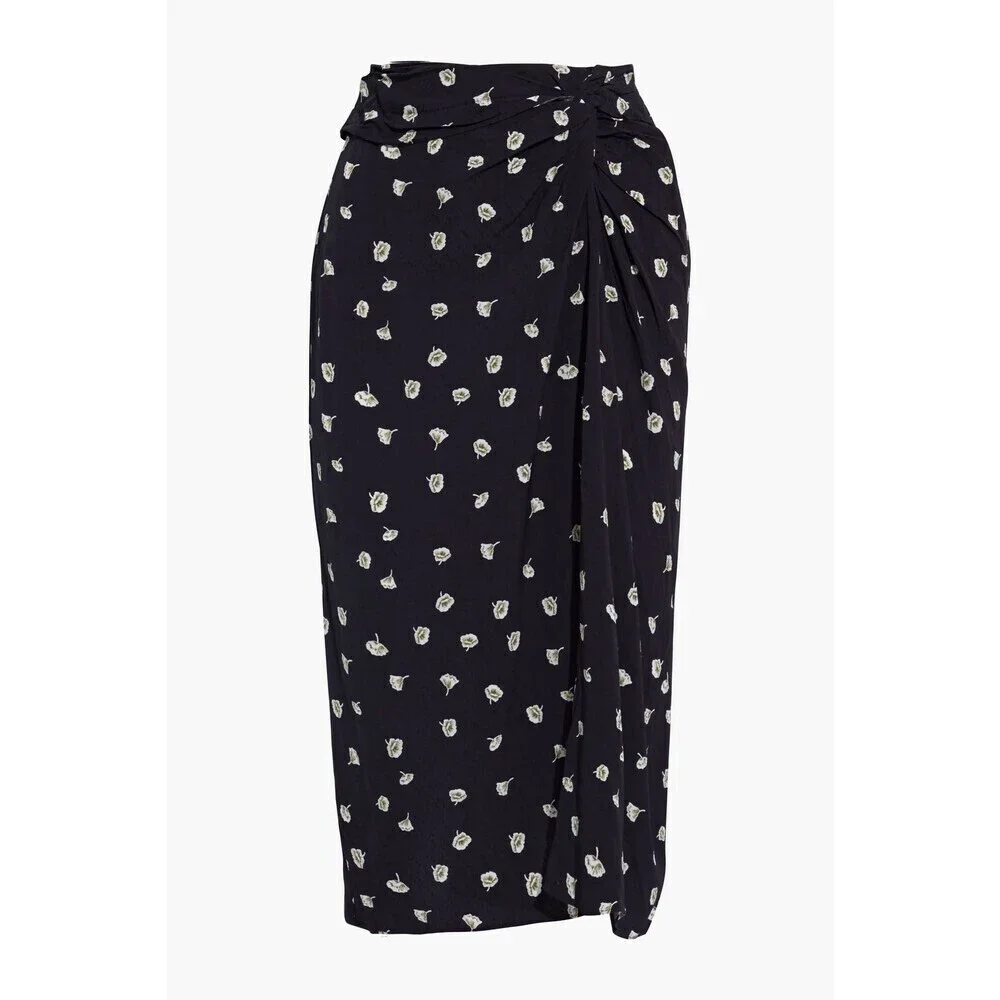 Rag and Bone women's 8 black amber floral-print jacquard midi skirt NWT dressy